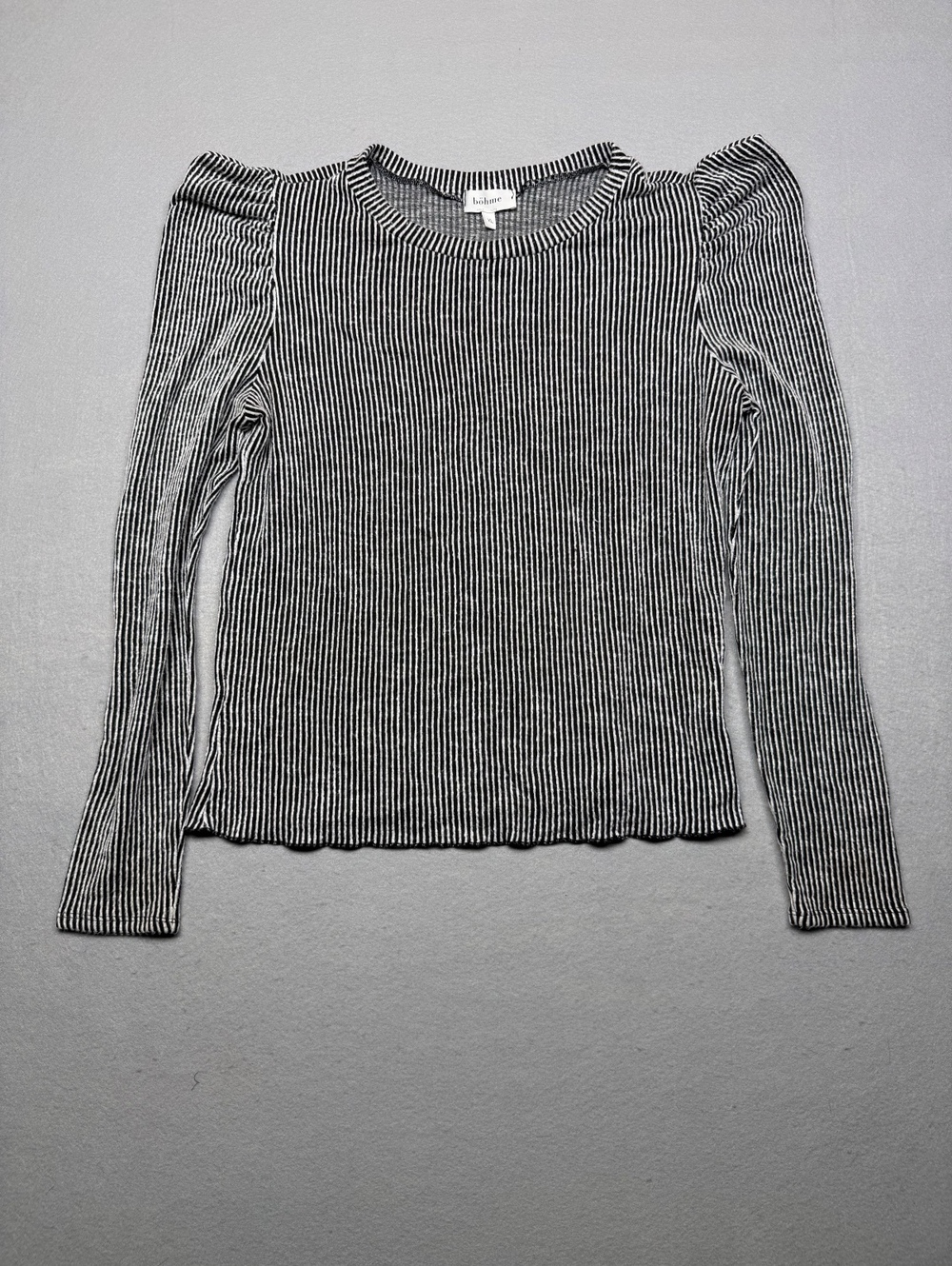 böhme Striped Long Sleeve Top Women XL Black White